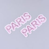   Paris Párizs (12) Rózsaszín Flitteres Vasalható és Felvarrható Felvarró 33x101mm