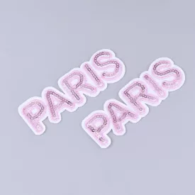   Paris Párizs (12) Rózsaszín Flitteres Vasalható és Felvarrható Felvarró 33x101mm