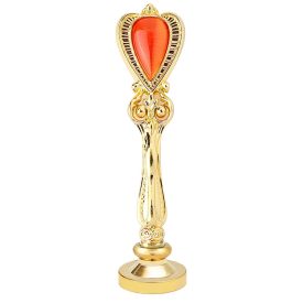   Viasz Pecsétnyomó Nyél (107) Pecsét Pecsételő Menetes Arany Színű Fém Nyél Narancssárga Macskaszemmel 8,8cm