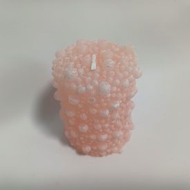 Pezsgő Színű Buborékos Henger Gyertya 6x7,5cm