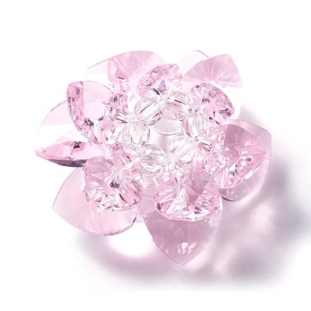 Pink Rózsaszín Színű Csiszolt Üveg Virág Asztaldísz 47x25mm