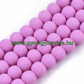   Pink Rózsaszín Színű Festett Üveggyöngy Lávakő Imitáció 8mm