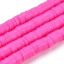   Pink Rózsaszín Polymer Korong Heishi Gyöngy Gyöngyfüzér 6x0,5-1mm ~45cm