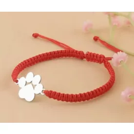   Piros Csúszócsomós Kutyatappancs Szerencse Karkötő (K123) Hossz: 16-24cm