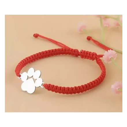 Piros Csúszócsomós Kutyatappancs Szerencse Karkötő (K123) Hossz: 16-24cm