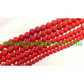 Piros Festett Lávakő Ásványgyöngy 10mm