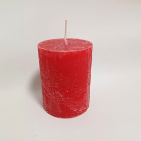 Piros Rusztikus Henger Gyertya 6x8cm