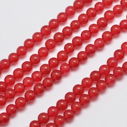 Piros Jade Ásványgyöngy Gyöngyfüzér 4mm