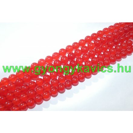 Piros Jade (világos) Ásványgyöngy Gyöngyfüzér 10mm