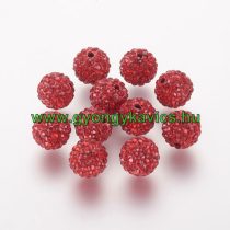   Piros Színű Nyaklánc Karkötő Ékszer Dísz Polymer Polimer Shamballa Strassz Kövekkel 8mm