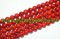   Piros Szintetikus Gyöngy Valódi Kagyló Darabokkal Gyöngyfüzér 10mm