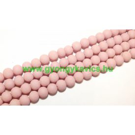   Púder Rózsaszín Színű Festett Üveggyöngy Lávakő Imitáció 8mm