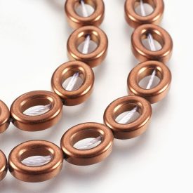 Réz Hematit Ovális Gyűrű Ásványgyöngy 10x8x3mm