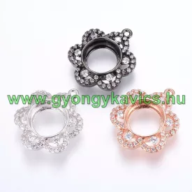   Rózsaarany Színű Cirkón Strassz Virág Medál Köztes 21x17,5mm