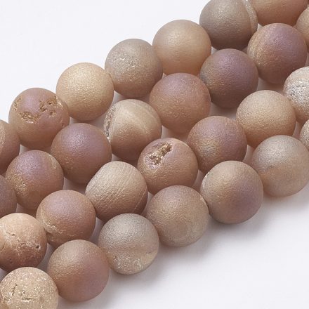 Rózsaarany Druzy Achát Ásványgyöngy 8mm