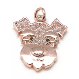   Rózsaarany Színű Fehér Cirkón Cirkónia Strasszos Schnauzer Kutya Nyaklánc Karkötő Ékszer Dísz Közdarab Köztes Medál 20x17,5mm