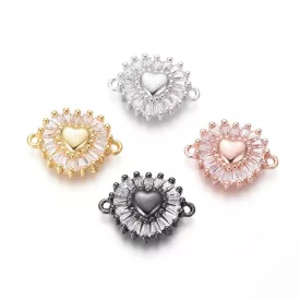   Rózsaarany Színű Fehér Cirkón Cirkónia Strasszos Szív Nyaklánc Karkötő Ékszer Dísz Közdarab Köztes 14x18mm