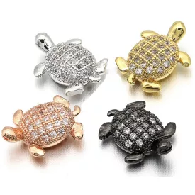   Rózsaarany Színű Fehér Cirkón Cirkónia Strasszos Teknős Nyaklánc Karkötő Ékszer Dísz Közdarab Köztes 9x12mm