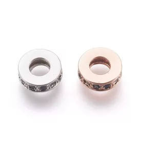   Rózsaarany Színű Fekete Cirkón Cirkónia Strasszos Nyaklánc Karkötő Ékszer Dísz Közdarab Köztes Charm 8x2,5mm