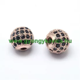   Rózsaarany Színű Fekete Cirkón Cirkónia Strasszos Nyaklánc Karkötő Ékszer Dísz Közdarab Köztes 8mm