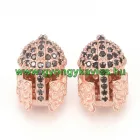 Rózsaarany Színű Fekete Cirkón Cirkónia Strasszos Spártai Sisak Közdarab Köztes 14,5x9,5mm