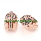 Rózsaarany Színű Fekete Cirkón Cirkónia Strasszos Spártai Sisak Közdarab Köztes 14,5x9,5mm