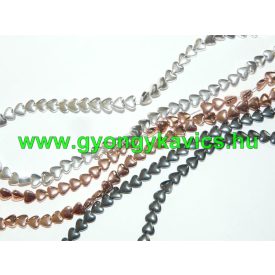 Rózsaarany Hematit Szív Ásványgyöngy 6x6x3mm