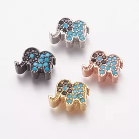   Rózsaarany Színű Kék Cirkón Cirkónia Strasszos Elefánt Nyaklánc Karkötő Ékszer Dísz Közdarab Köztes 8x10,5x4mm