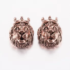   Rózsaarany Színű Koronás Oroszlán Oroszlánfej Nyaklánc Karkötő Ékszer Dísz Közdarab Köztes 14,5x11,5x8mm