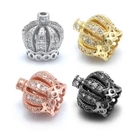   Rózsaarany Színű Korona Cirkón Cirkónia Strasszos Nyaklánc Karkötő Ékszer Dísz Közdarab Köztes 11x11mm