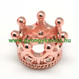   Rózsaarany Színű Korona Cirkón Cirkónia Strasszos Nyaklánc Karkötő Ékszer Dísz Közdarab Köztes 11x7mm
