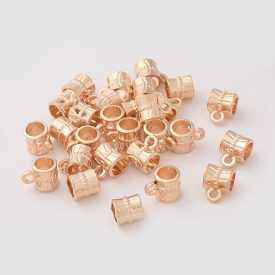   Rózsaarany Színű (3) Medáltartó Nyaklánc Karkötő Ékszer Dísz Közdarab Köztes 9,5x7x6,5mm