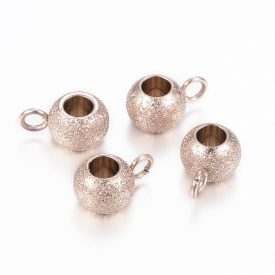   Rózsaarany Színű Nemesacél Struktúrált Felületű Medáltartó Köztes 6mm