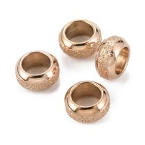   Rózsaarany Színű Struktúrált Felületű Nemesacél Közdarab Köztes Charm 8x4mm