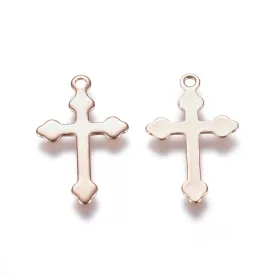 Rózsaarany Színű Nemesacél Kereszt Medál 18x11mm