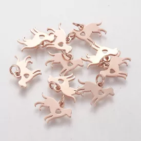   Rózsaarany Színű Nemesacél Kutya Szív Szeretet Medál 11x15mm