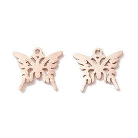   Rózsaarany Színű Nemesacél Lepke Pillangó Medál 10,5x12mm