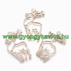   Rózsaarany Színű Rénszarvas Epoxy Medál Karácsonyfa Dísz 44x27mm