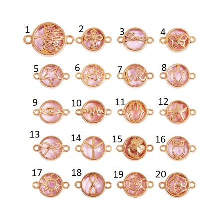 Rózsaarany Színű Virág (20) Rózsaszín Üveg Kaboson Karkötő Közdarab Köztes 19x13mm