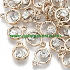   Rózsaarany Színű Műanyag Medál Akril Strassz Kővel 15,5x12mm