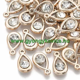   Rózsaarany Színű Műanyag Medál Akril Strassz Kővel 18x10mm