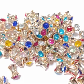   Rózsaarany Színű Műanyag Színes Strasszos Homokóra Közdarab Köztes 18,5x11,5mm (10db)