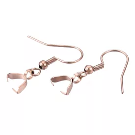   Rózsaarany Színű Nemesacél (2) Fülbevaló Akasztó Kampó Gyöngy Befogóval 27mm