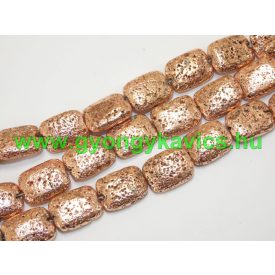 Rózsaarany Téglalap Lávakő Ásványgyöngy 20,5x15,5mm