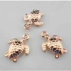 Rózsaarany Színű Teknős Medál 16x12,5mm