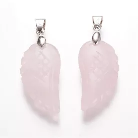 Rózsakvarc (2) Angyalszárny Ásvány Medál 29x15x6mm