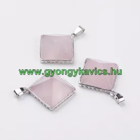 Rózsakvarc Ásvány Piramis Medál 28x32x13mm