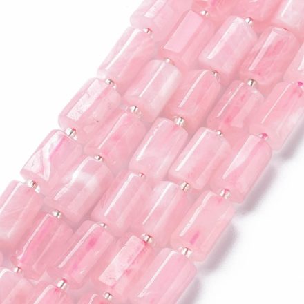 Rózsakvarc Téglalap Oszlop (3) Ásványgyöngy Gyöngyfüzér 10-17x8-10mm