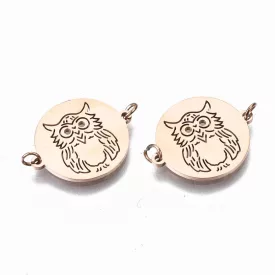   Rózsaarany Színű Nemesacél Bagoly Karkötő Közdarab 14x17mm