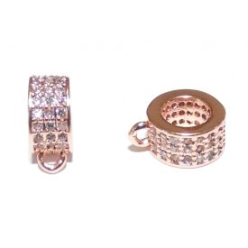   Rózsaarany Színű Fehér Cirkón Cirkónia Strasszos Medáltartó Charm Közdarab Köztes 7,2x4mm